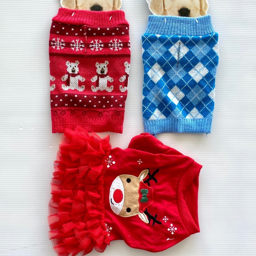 3 holiday dog/cat sweaters